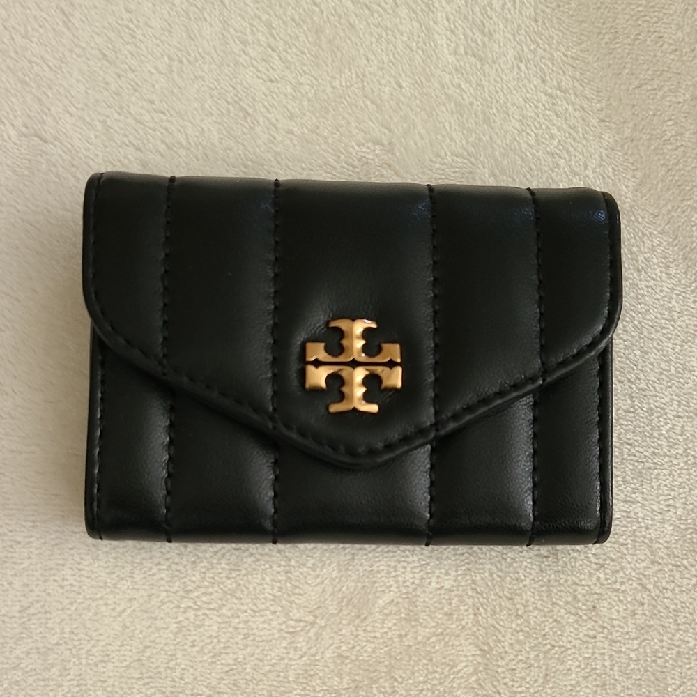 Tory Burch Black and Gold Kira Card Case